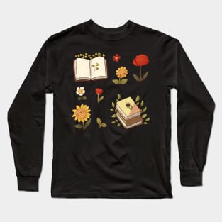 Books and flowers illustration Long Sleeve T-Shirt